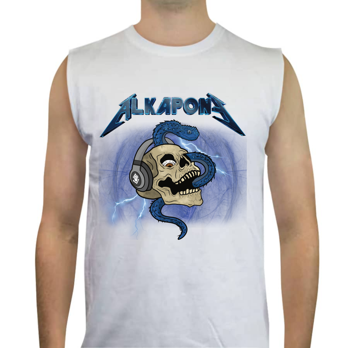 Camiseta tank top alkapone metalica rayo con craneo